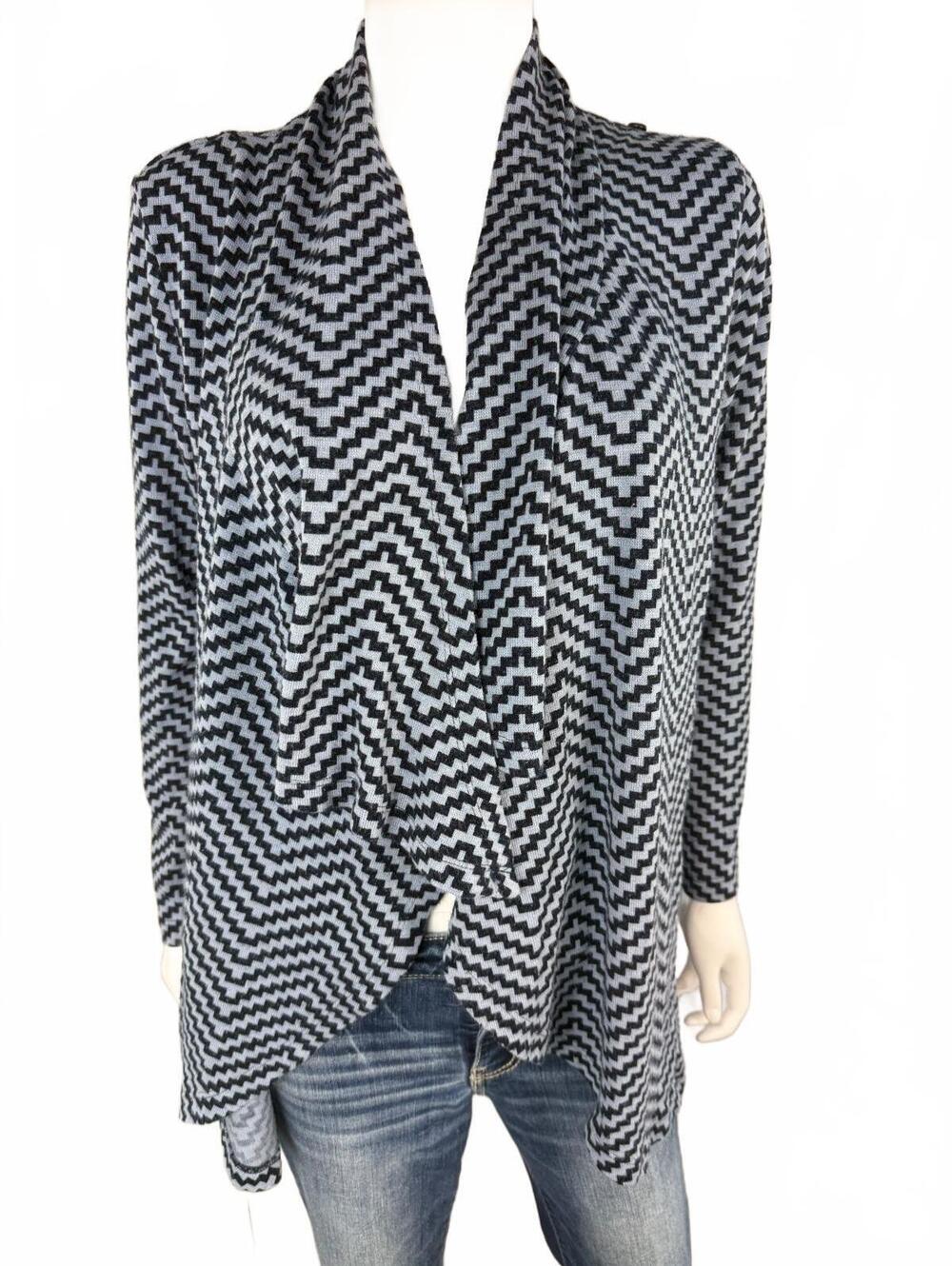 The Limited Blue and Gray Chevron Pattern Open Front Cardigan Sweater M/M